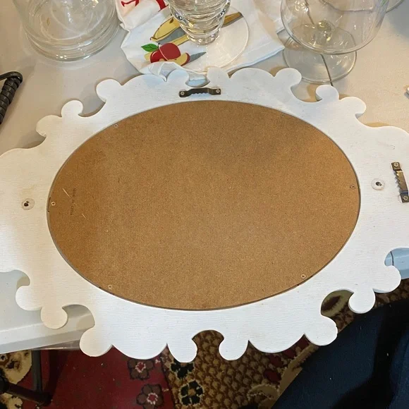 Vintage Wood Mirror baroque French provincial style. Creamy white - Picture 5 of 6